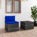 vidaXL Salon palette de jardin 2 Pièces avec coussins Bois de pin massif