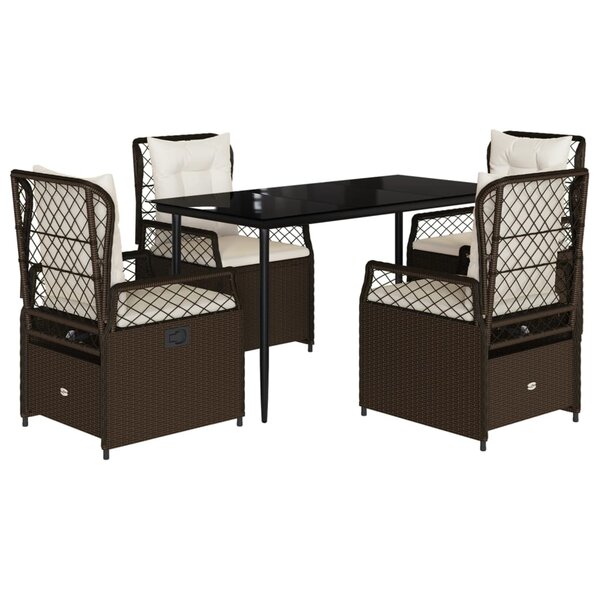 vidaXL Ensemble à manger de jardin 5 Pièces et coussins marron poly rotin