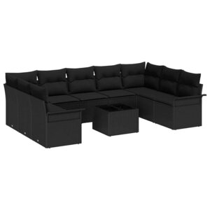 vidaXL Ensemble de canapé de jardin 10 Pièces Beige polyrotin