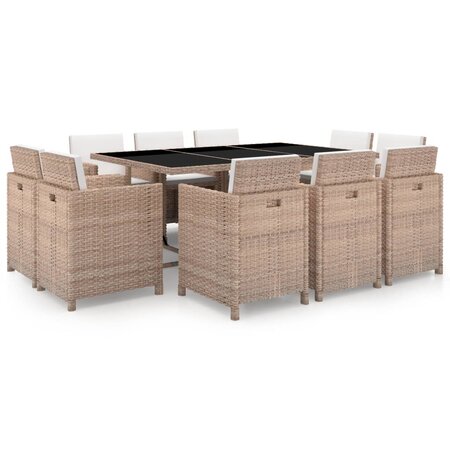 vidaXL Salon de jardin avec coussins 11 Pièces Résine tressée Beige