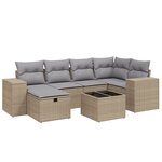 vidaXL Salon de jardin avec coussins 7Pièces mélange beige résine tressée