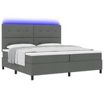 vidaXL Lit ressorts avec Matelas & LED Gris Foncé 200x200 cm Tissu