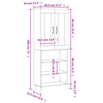 vidaXL Buffet haut Sonoma gris 69 5x34x180 cm Bois d'ingénierie