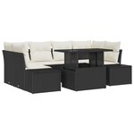 vidaXL Ensemble de Canapé de Jardin 7 Pièces avec Coussins Rattan Noir