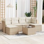vidaXL Salon de jardin avec coussins 7 Pièces beige résine tressée