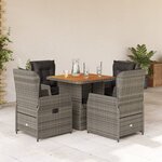 vidaXL Ensemble à manger de jardin 5 Pièces coussins gris résine tressée