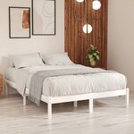 vidaXL Cadre de lit Blanc Bois massif 135x190 cm Double