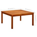 vidaXL Table basse de jardin 85x85x45 cm Bois solide d'acacia