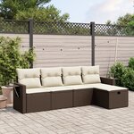 vidaXL Salon de jardin avec coussins 5 Pièces marron résine tressée