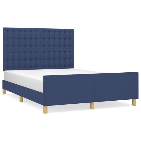 vidaXL Cadre de lit avec tête de lit Bleu 140x190 cm Tissu
