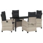 vidaXL Set de salle à manger de jardin 5 pièces avec coussins Gris clair Poly Rattan