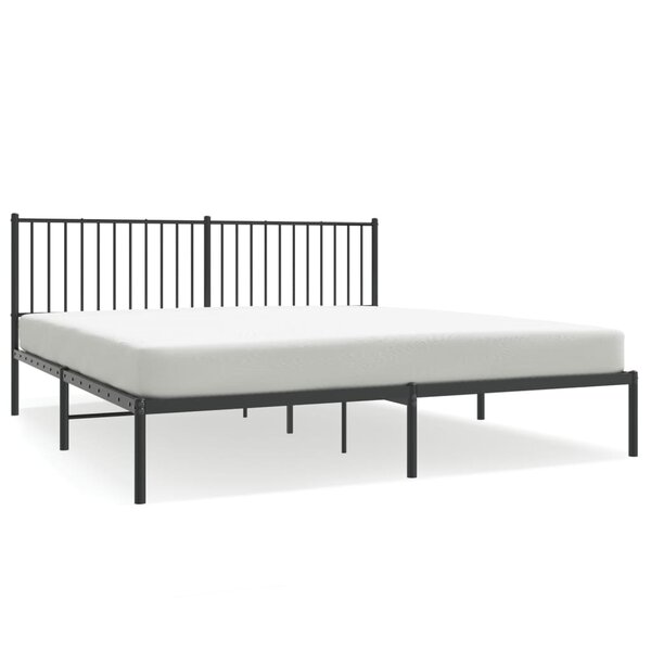 vidaXL Cadre de lit métal avec tête de lit noir 180x200 cm