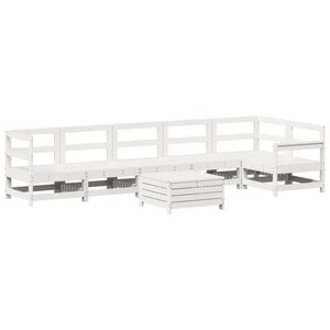 vidaXL Salon de jardin 7 Pièces blanc bois de pin massif