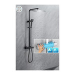 Colonne de douche OCEANIC - Mitigeur thermostatique corps froid - Pomme haute carrée 30x30 cm - Noir mat