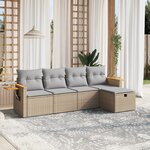 vidaXL Salon de jardin avec coussins 5Pièces mélange beige résine tressée