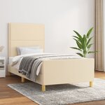 vidaXL Cadre de lit avec tête de lit Crème 80x200 cm Tissu