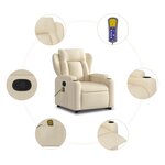 vidaXL Fauteuil inclinable de massage Crème Tissu