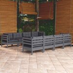 vidaXL Salon de jardin 9 Pièces avec coussins bois de pin massif