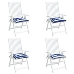 vidaXL Coussins de chaise lot de 4 rayures bleues blanches 40x40x7 cm