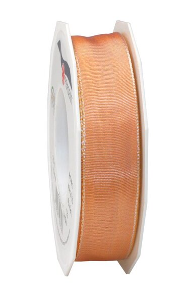 Ruban de soie acetat laitonné lyon 25-m-rouleau 25 mm abricot