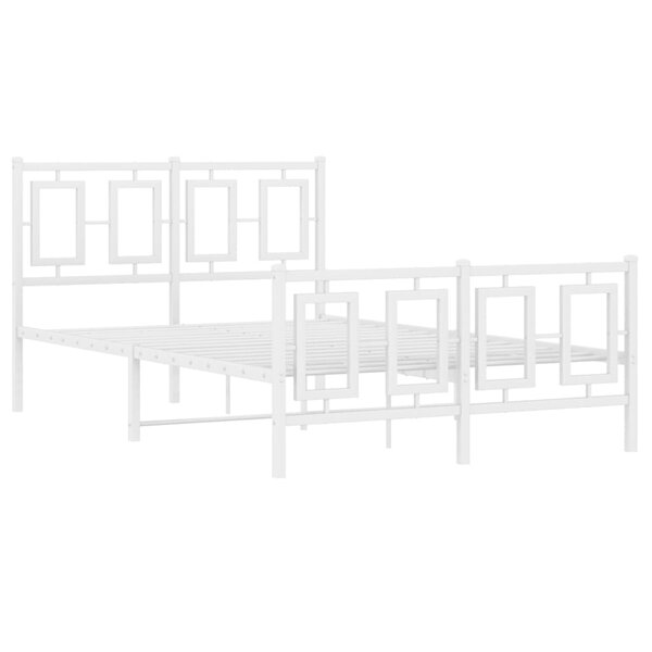 vidaXL Cadre de lit métal avec tête de lit/pied de lit blanc 120x200cm