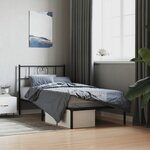vidaXL Cadre de lit métal avec tête de lit noir 100x200 cm