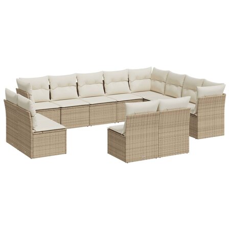 vidaXL Salon de jardin avec coussins 12 Pièces beige résine tressée