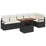 Ensemble de canapé de jardin 7 pièces vidaXL avec coussins en poly rotin noir acacia