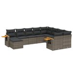 vidaXL Salon de jardin avec coussins 10 Pièces gris résine tressée