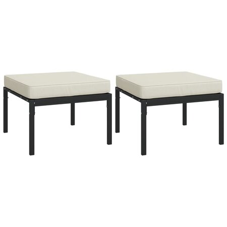 vidaXL Tabourets de jardin avec coussins sable 2 Pièces 60x60x35 cm acier