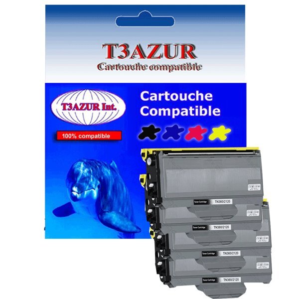 4 Toners compatibles avec Brother TN2120 pour Brother MFC7840, MFC7840W - 2 600 pages - T3AZUR