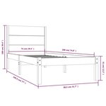vidaXL Cadre de lit Blanc Bois massif 75x190 cm Petit simple