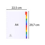 Intercalaires carte blanche 160g avec onglets couleurs renforcés - 12 positions A4 Blanc EXACOMPTA