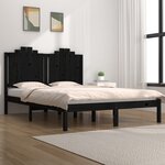 vidaXL Cadre de lit Noir Bois de pin massif 140x190 cm