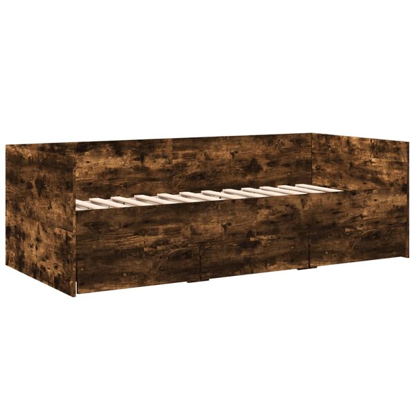 vidaXL Lit de jour et tiroirs chêne fumé 90x200 cm bois d'ingénierie