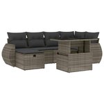 vidaXL Salon de jardin avec coussins 7 Pièces gris résine tressée