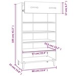 vidaXL Armoire à chaussures Sonoma gris 60x35x105 cm Bois d'ingénierie