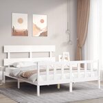 vidaXL Cadre de lit avec tête de lit blanc 160x200 cm bois massif