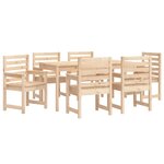 vidaXL Ensemble à dîner de jardin 7 Pièces bois massif de pin