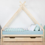 Lit Tipi enfant bois massif naturel 90 x 190 cm