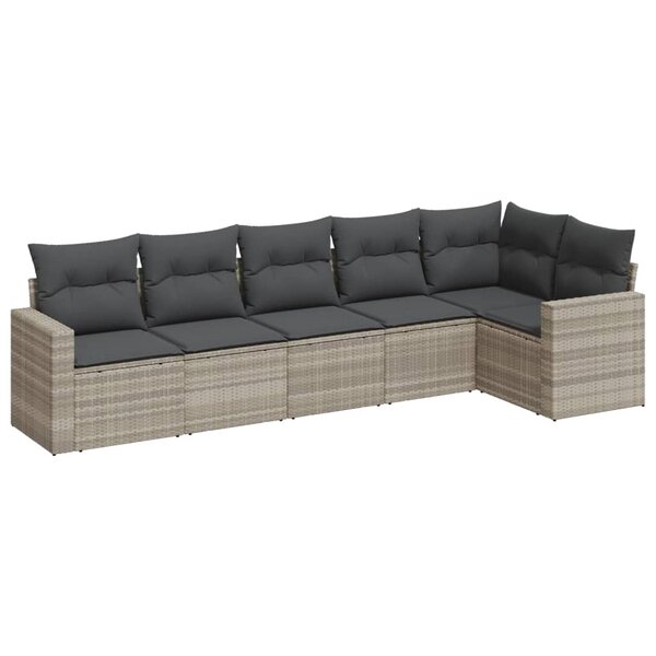 vidaXL Salon de jardin 6 Pièces avec coussins gris clair résine tressée