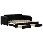 vidaXL Lit de jour avec gigogne et tiroirs sans matelas noir 80x200 cm