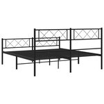 vidaXL Cadre de lit métal avec tête de lit/pied de lit noir 135x190 cm