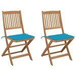 vidaXL Chaises pliables de jardin 2 Pièces avec coussins Bois d'acacia