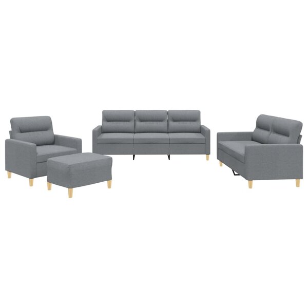 vidaXL Ensemble de canapés 4 Pièces avec coussins Gris clair Tissu