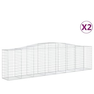 vidaXL Paniers à gabions arqués 2 Pièces 400x50x100/120 cm Fer galvanisé