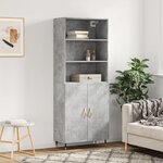 vidaXL Buffet haut Gris béton 69 5x34x180 cm Bois d'ingénierie