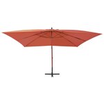 vidaXL Parasol en porte-à-faux avec mât en bois 400x300 cm Terre cuite