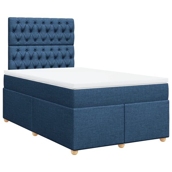 vidaXL Sommier à lattes de lit avec matelas Bleu 120x200 cm Tissu