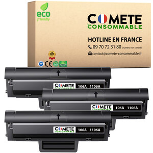 106A - Pack de 3 Toners compatibles HP 106A W1106A Noir - Entreprise française